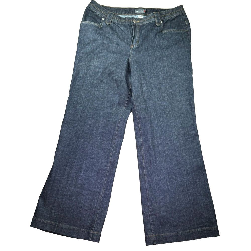 Venezia Jeans Womens 4 New‎ Dark Blue Denim Bootcut Stretch Flare Bells Retro